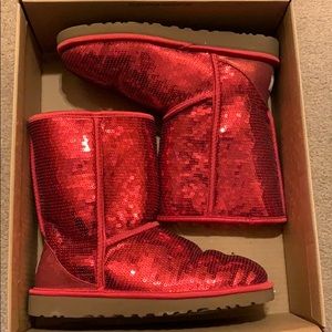 Red sparkly uggs